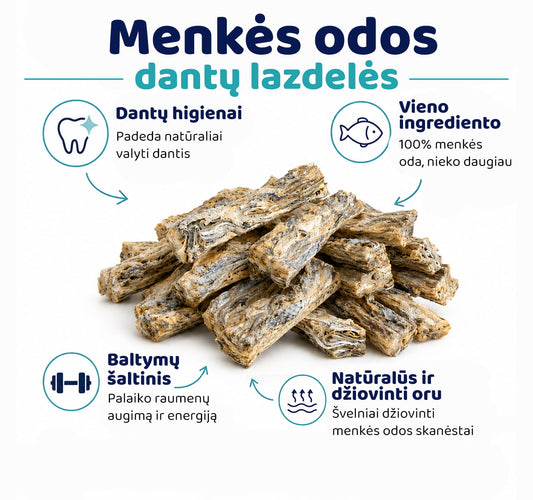 Naudigos menkės odos lazdelės šunų dantims