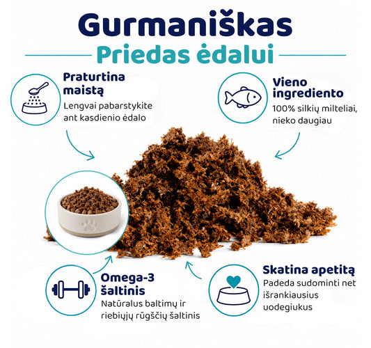 100 % silkės milteliai šunims ir katėms