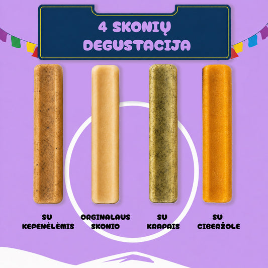 Yak 4 rušių sūrio kramtukas orginalus, su ciberžole, su krapais, su kepenėlėmis šunims