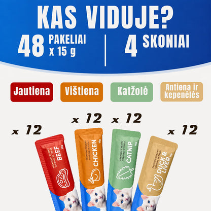 4 skonių kreminių skanukų rinkinys katėms