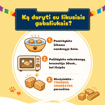 Instrukcija ką daryti su likusiais galiukais