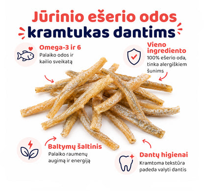 Jurinio ešerio odos kramtukas šunų dantims