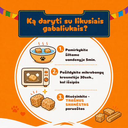 Ką daryti su likusiais gabaliukais?