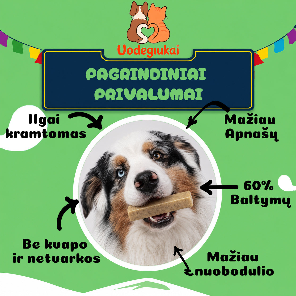Yak sūrio kramtukas šunims su krapais