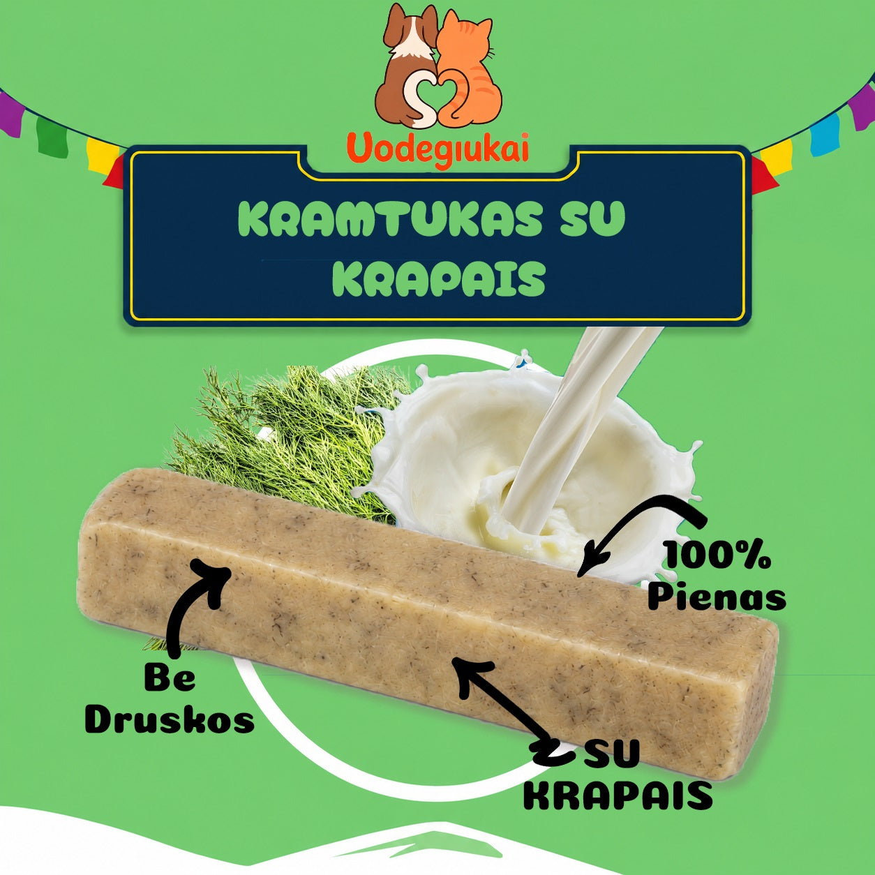 Yak sūrio kramtukas šunims su krapais