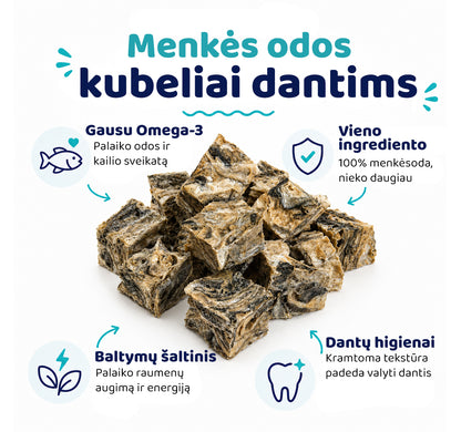 Šunų skanukas dantims menkės kubeliai